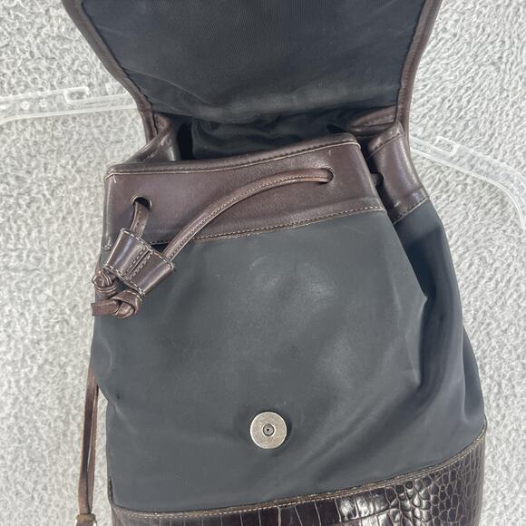 Brighton Backpack Purse Womens Brown Black Croc Embossed Leather Bag Western - Picture 9 of 16